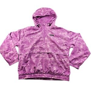 Reebok Running Windbreaker Jacket Womens Purple Long Sleeve Hooded Quarter Zip